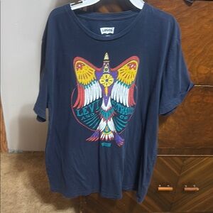 Levi's Navy Tee X-Large with Colorful Eagle Design vintage